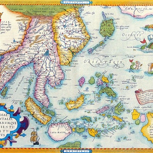 Abraham Ortelius: Karte von Südostasien. Antike/Vintage Karte. Fine Art Print/Poster (003876)