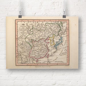 Landkarte von China und chinesischer Tartary, mit Tonkin, Corea und Japan, 1798. Vintage/Antiker Stil Alte Landkarte Repro Druck/Poster