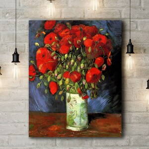 Canvas  Art Print of Monet: Vase of Poppies. Large Size (30 x 20 Inches)