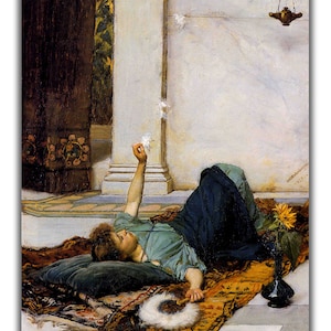 Canvas Art Print of John William Waterhouse: Dolce Far Niente. Large Size (30 x 20 Inches)