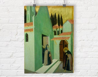 Premium Canvas Art Print of Sano di Pietro: Saint Anthony Leaving his Monastery