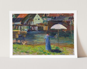 Premium Giclée Print van Wassily Kandinsky: Kallmünz – Gabriele Münter schilderij I (1903). Museumkwaliteitsafdruk van beroemde schilderijen