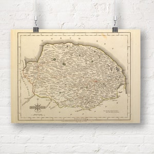 Karte von Norfolk, England 1793. Vintage/Antiker Stil Alte Landkarte Repro Druck/Poster