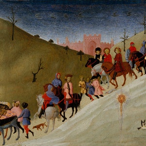 Sassetta: Jornada dos Magos. Impressão/pôster de belas artes (00222)