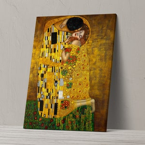 Canvas Art Print of Gustav Klimt: The Kiss. Large Size 30 x 20 Inches image 2