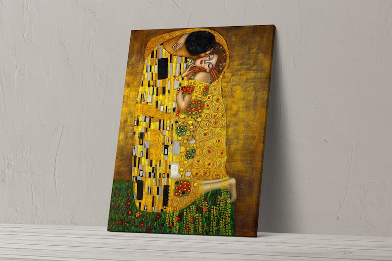 Canvas Art Print of Gustav Klimt: The Kiss. Large Size 30 x 20 Inches image 2