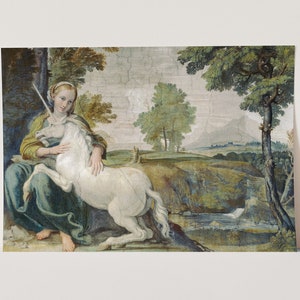 Premium Giclée Print of Domenichino: A Virgin with a Unicorn. Museum Quality Painting.