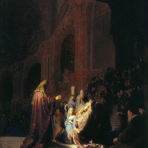 Rembrandt: Simeon’s Song of Praise. Fine Art Print/Poster. (004303)