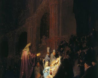 Rembrandt: Simeon’s Song of Praise. Fine Art Print/Poster. (004303)