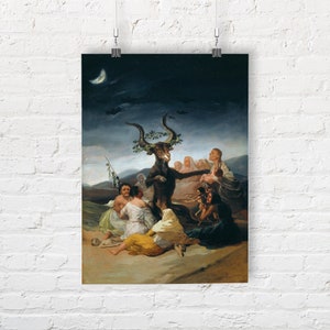 Ultra Premium poster Paper wicca pagan 8 x 10\u201d Poster print Francisco de Goya y Lucientes-Witches' Sabbath-Horned god flanked by witches