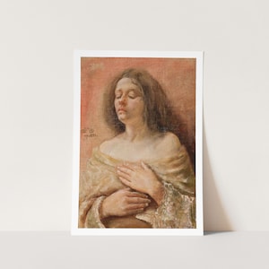 Premium Giclée Print van Jan Matejko: Portretstudie van een vrouw (1881). Museumkwaliteitsafdruk van beroemde schilderijen