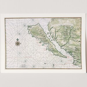 Premium Giclée Druck von Karte von Kalifornien als Insel von Johannes Vingboons gezeigt.