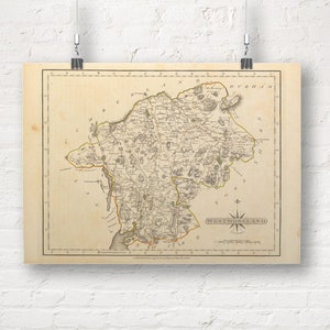 Kaart van Westmoreland, Engeland 1793. Vintage / antieke stijl oude kaart repro print / poster