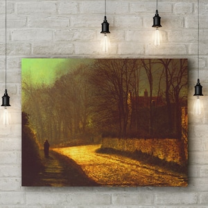 Premium Canvas Art Print of John Atkinson Grimshaw: The Lovers