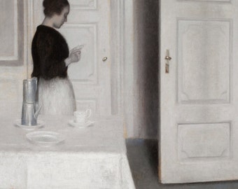 Vilhelm Hammershoi: Ida Reading a Letter. Fine Art Print/Poster. (003037)