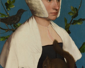 Hans Holbein: A Lady with a Squirrel and a Starling. Fine Art Print/Poster