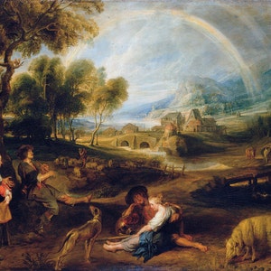 Peter Paul Rubens : Paysage avec un arc-en-ciel. Fine Art Print/Poster 001217 image 1