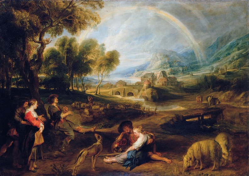 Peter Paul Rubens : Paysage avec un arc-en-ciel. Fine Art Print/Poster 001217 image 1