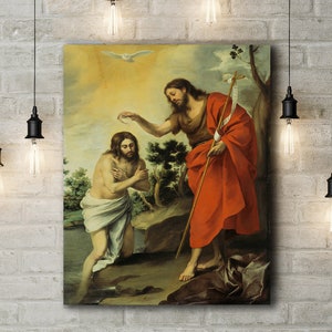 Premium Canvas Art Print of Bartolomé Esteban Murillo: The Baptism of Christ