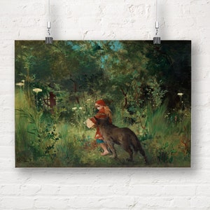 Carl Larsson: Little Red Riding Hood and the Wolf in the Forest. Fine Art Print/Poster