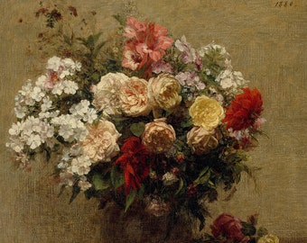 Henri Fantin-Latou: Summer Flowers (1880). Botanical/Flowers Still Life Fine Art Print.