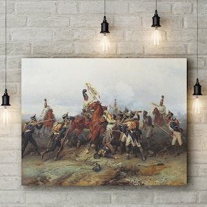 Canvas Art Print of Bogdan Willewalde: Feat of Cavalry Regiment at the Battle of Austerlitz in 1805