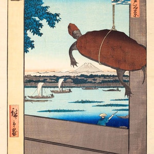 Ando Hiroshige: Mannenbron, Fukagawa. (Hundra berömda vyer över Edo). Konsttryck/affisch (5085)