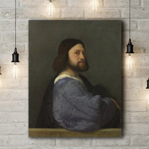 Canvas Art Print of Titian: Portrait of a Man with a Quilted Sleeve. Large Size (30 x 20 Inches)