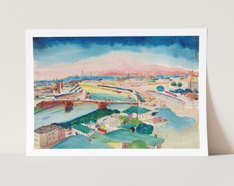 ワシリー・カンディンスキーのプレミアムジクレープリント：モスクワの眺め（1915年）。有名な絵画の美術館品質のプリント