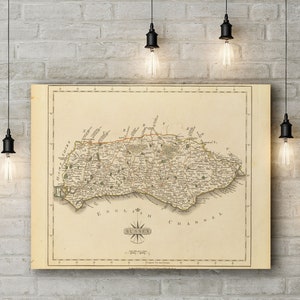 Canvas Art Print of A Map of Sussex, England 1793. Large Canvas (30 x 20 Inches)