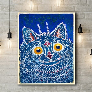 Premium Canvas Art Print of Louis Wain: A Cat in the Gothic Style