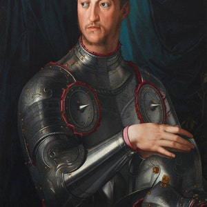 Bronzino: Retrato de Cosimo I de Medici en Armadura. Impresión de bellas artes/ cartel. (001974)