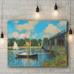 Landscape Canvas Art Print of Claude Monet: The Bridge at Argenteuil. Large Size (30 x 20 Inches)