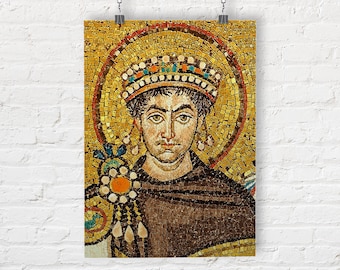 版画　32✕27 cm Justinian I the Great, Byzantine Emperor. Roman Art Print/poster
