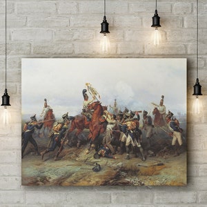 Canvas Art Print of Bogdan Willewalde: Feat of Cavalry Regiment at the Battle of Austerlitz in 1805