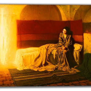 Lienzo de impresión de arte de Henry Ossawa Tanner: La Anunciación. Tamaño grande (30 x 20 pulgadas)