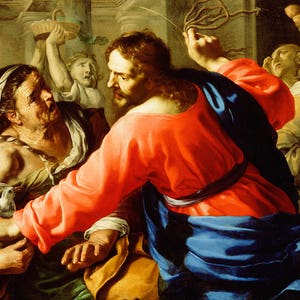 Bernardino Mei: Cristo Purificando o Templo. Impressão / pôster de belas artes. (4810)