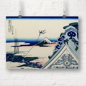 Premium Canvas Art Print of Katsushika Hokusai: Asakusa Hongan-ji Temple in the Eastern Capital. Thirty-six Views of Mount Fuji No 4