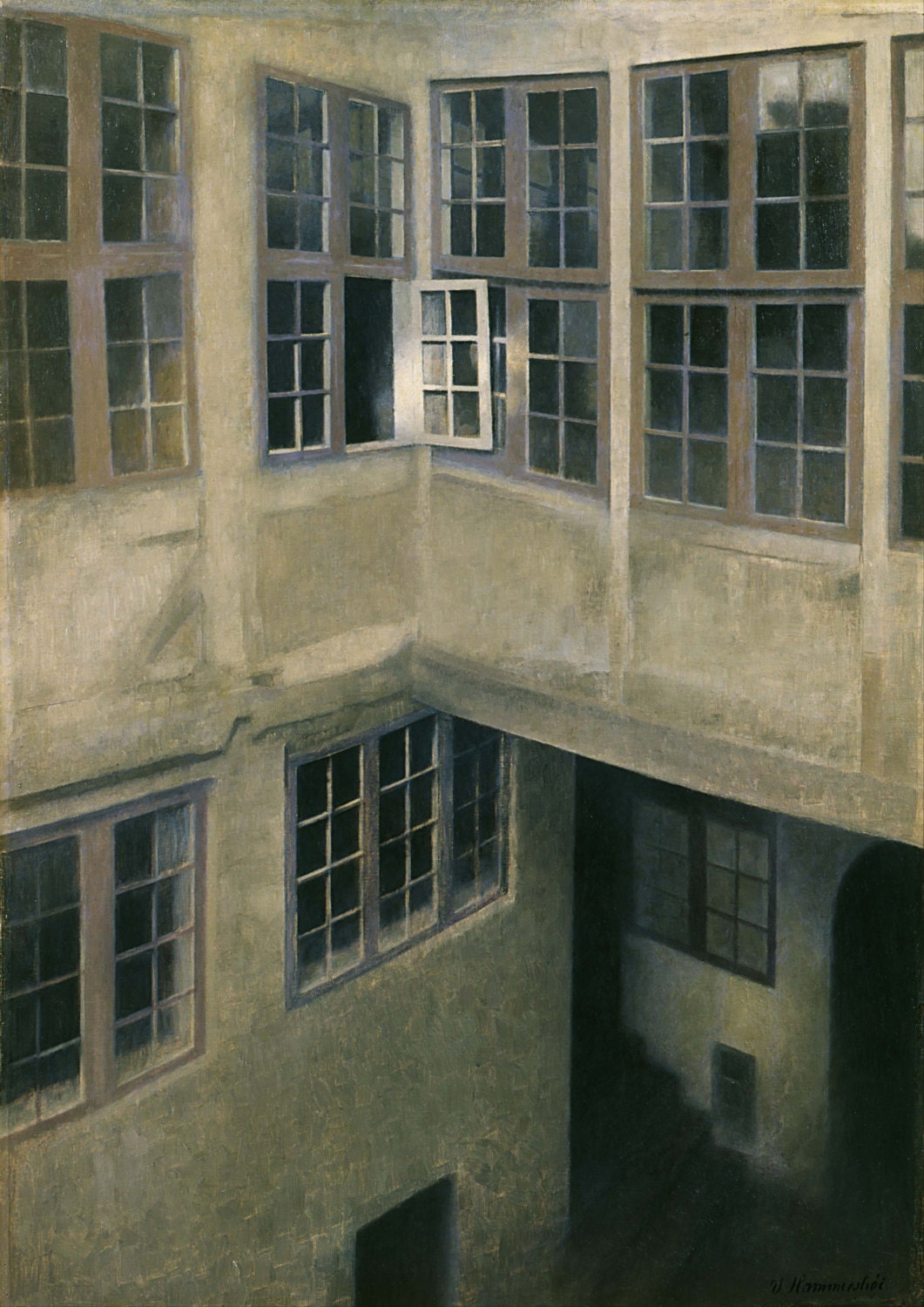 Vilhelm Hammershoi: The Courtyard at 30 Strandgade. Fine Art Print/Poster. (003039)