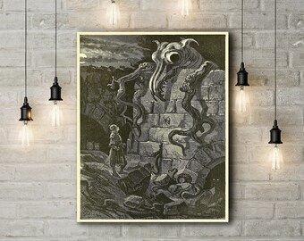 Premium Canvas Art Print of Gustave Dore: The Gnarled Monster