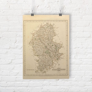 Karte von Staffordshire, England 1793. Vintage/Antiker Stil Alte Landkarte Repro Druck/Poster