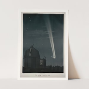 Premium Giclée Print of Etienne Leopold Trouvelot The Great Comet of 1881.  Beautiful Space Print.