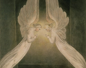 William Blake : Christ dans le sépulcre, gardé par des anges. Fine Art Print/Poster. (003583)