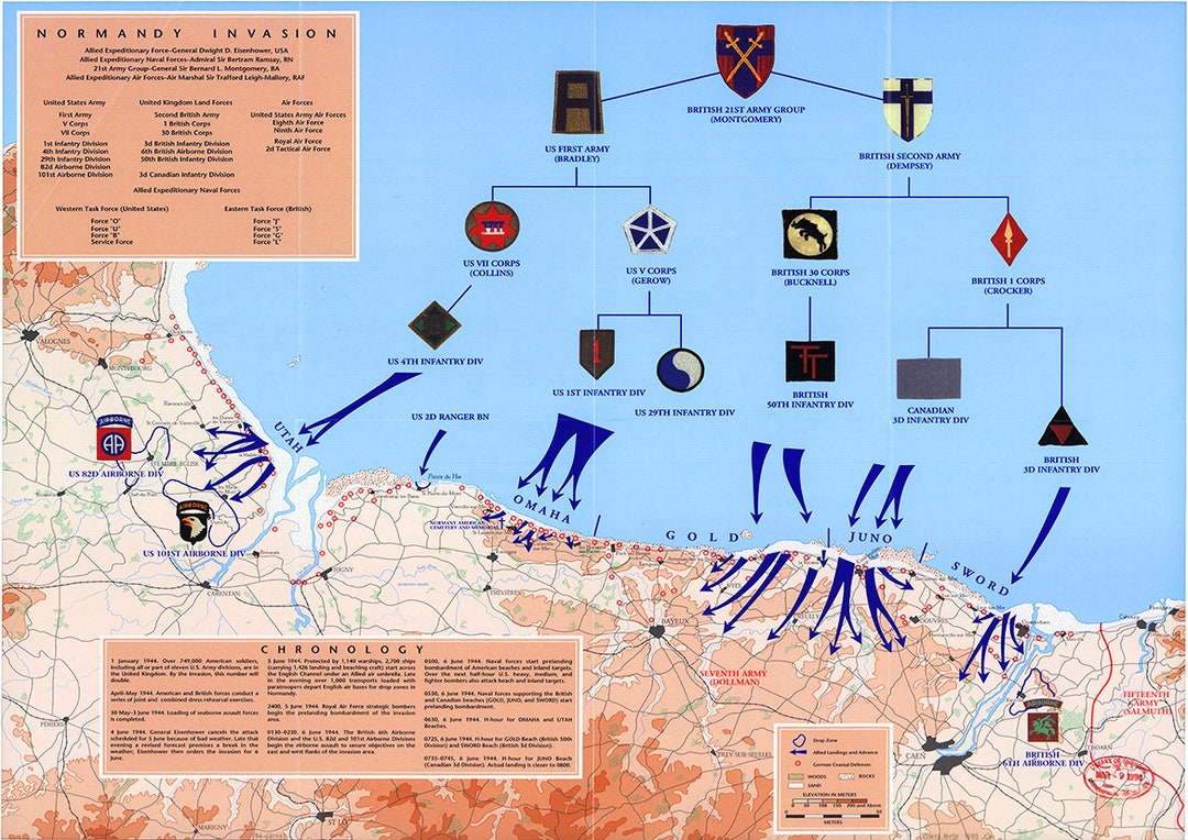 【中古】WWII Normandy (輸入版) Map of D-Day Normandy, 6th of June 1944 Print/Poster (5166) - Etsy