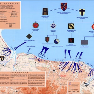 Carte du jour J Normandie, 6 juin 1944 Imprimer/Affiche (5166)