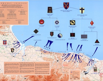 Map of D-Day Normandy, 6th of June 1944 Print/Poster (5166)