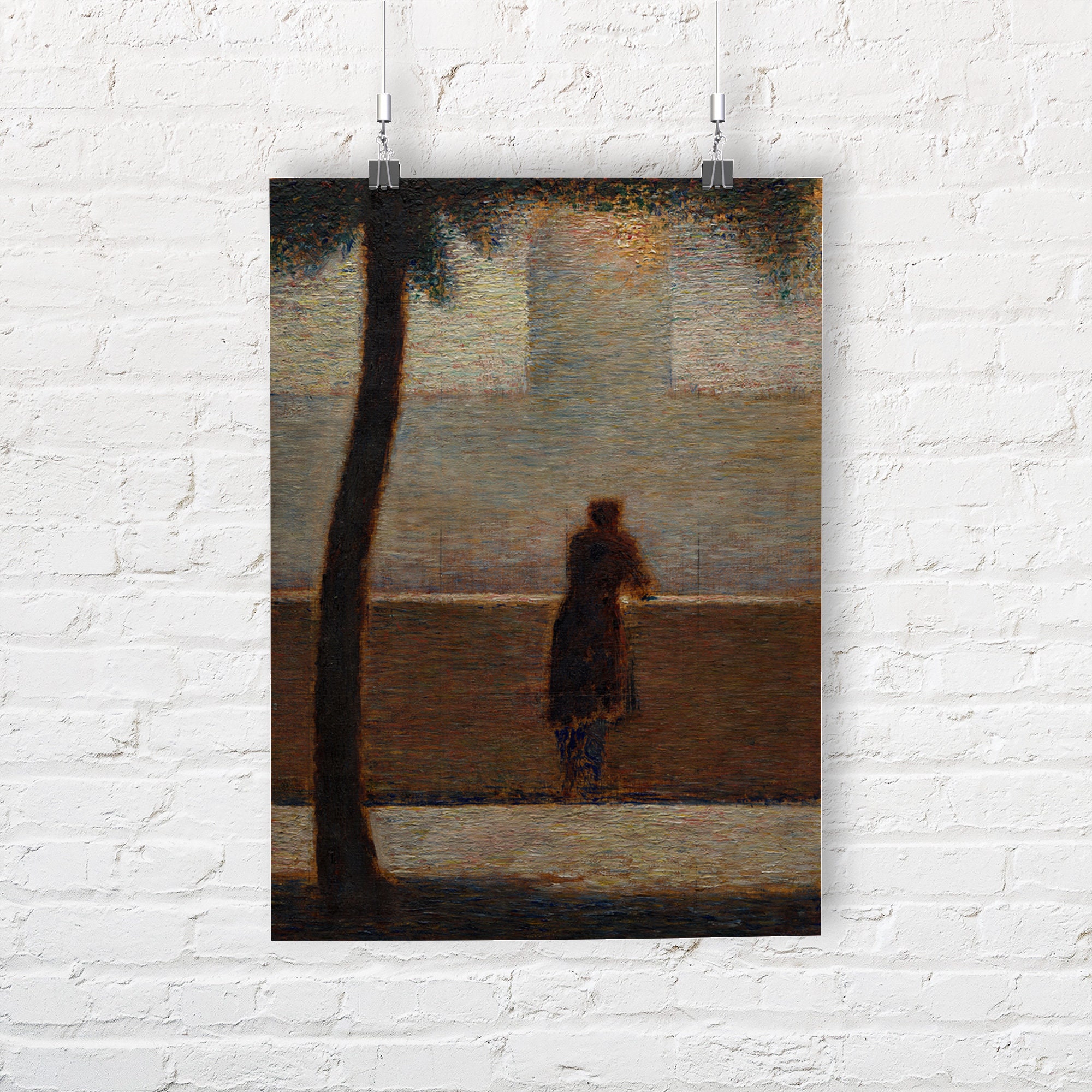 Um homem apoiado em um parapeito, de Georges Seurat. Impressão / pôster de belas artes