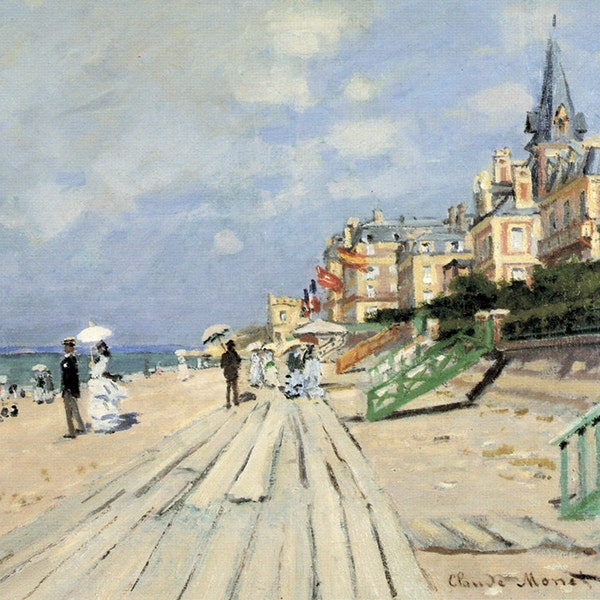 Claude Monet : La plage de Trouville. Fine Art Print/Poster (00745)