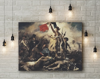 Premium Leinwand Kunstdruck von Eugene Delacroix: Freiheit führt die Menschen