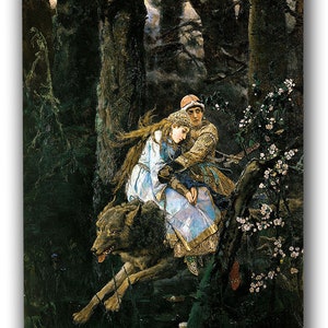Canvas Art Print of Viktor Vasnetsov: Prince Ivan on the Grey Wolf, 1889. Large Size (30 x 20 Inches)